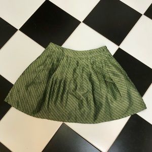 Adolfo Dominguez Metallic Jacquard Mini Skirt Pleated Green Gold FR38 US 6 Med